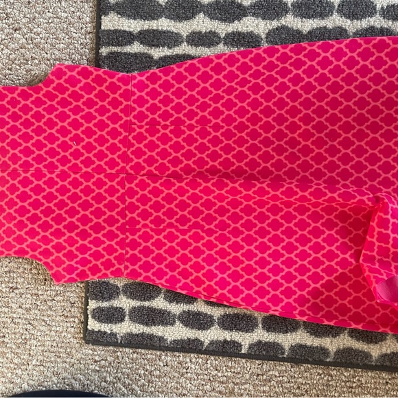 Lands End Thick Pink Patterned Viscose Blend Shift Dress - Picture 3 of 3